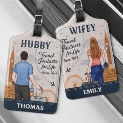 Hand In Hand, We Travel Through Life - Travel Personalized Custom Combo 2 Luggage Tags - Holiday Vacation Gift, Gift For Adventure Travel Lovers, Husband Wife, Anniversary
