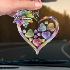 Grandkids Keep The Heart Young - Family Personalized Custom Car Ornament - Acrylic Custom Shaped - Gift For Mom, Grandma -Pawfect House Sale 67a30e5cadc83