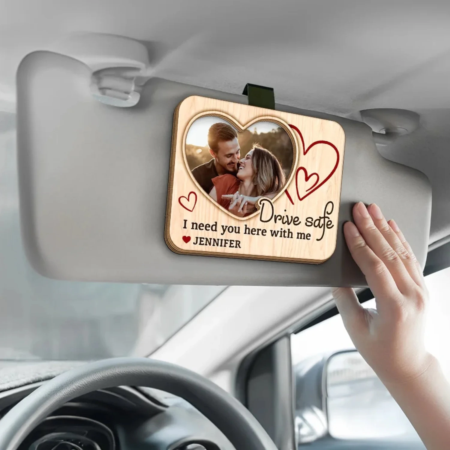 Custom Photo I Need You Here With Me - Couple Personalized Custom Car Visor Clip - Gift For Husband Wife, Anniversary 4 Custom Photo I Need You Here With Me - Couple Personalized Custom Car Visor Clip - Gift For Husband Wife, Anniversary - Image 4
