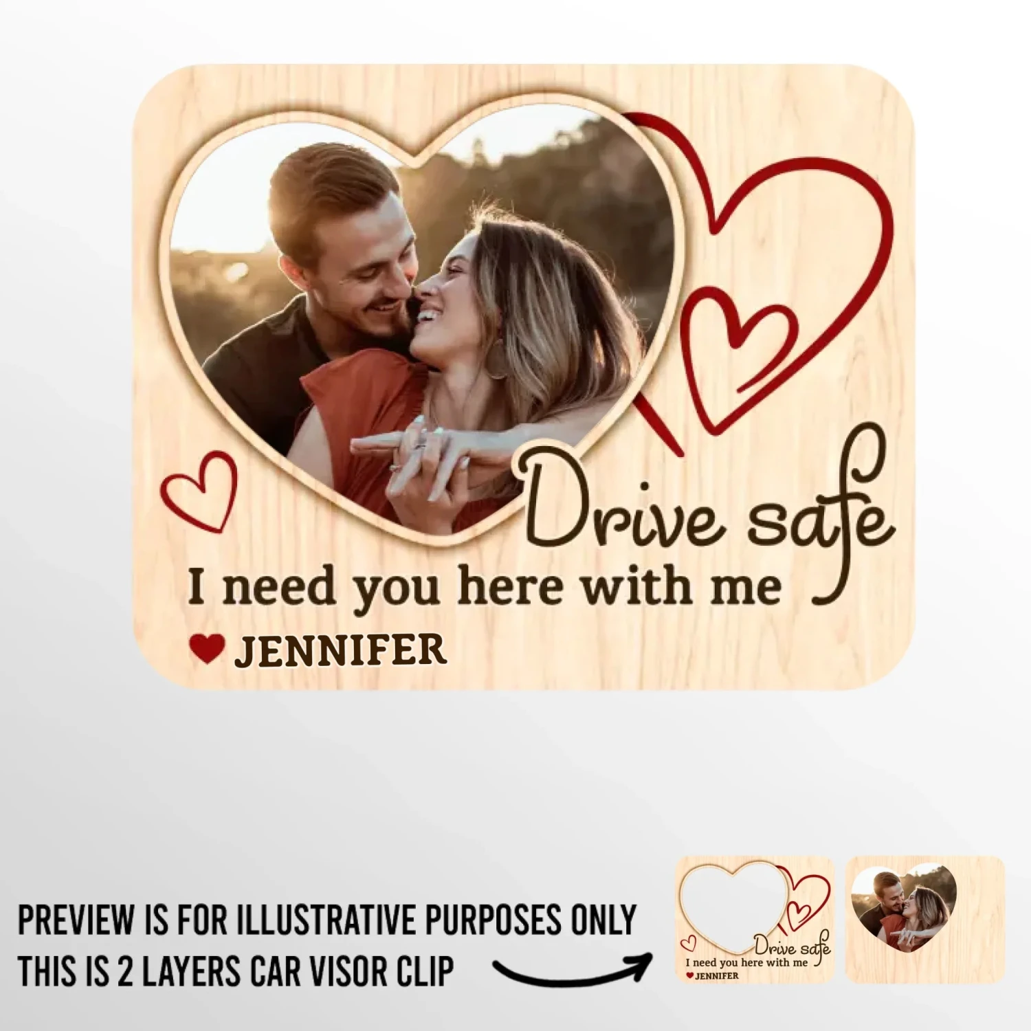 Custom Photo I Need You Here With Me - Couple Personalized Custom Car Visor Clip - Gift For Husband Wife, Anniversary 2 Custom Photo I Need You Here With Me - Couple Personalized Custom Car Visor Clip - Gift For Husband Wife, Anniversary - Image 2