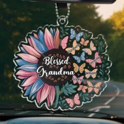 Blessed To Be Called A Grandma - Family Personalized Custom Car Ornament - Acrylic Custom Shaped - Gift For Mom, Grandma