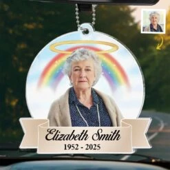 Custom Photo Holding You Close In Our Prayers - Memorial Personalized Custom Car Ornament - Acrylic Custom Shaped - Sympathy Gift For Family Members