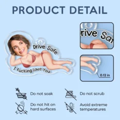 Custom Photo Safety First, Hot Stuff - Couple Personalized Custom Car Ornament - Acrylic Custom Shaped - Gift For Husband Wife, Anniversary -Pawfect House Sale 67a599089f008