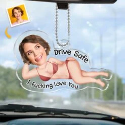 Custom Photo Safety First, Hot Stuff - Couple Personalized Custom Car Ornament - Acrylic Custom Shaped - Gift For Husband Wife, Anniversary