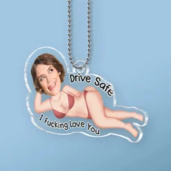 Custom Photo Safety First, Hot Stuff - Couple Personalized Custom Car Ornament - Acrylic Custom Shaped - Gift For Husband Wife, Anniversary -Pawfect House Sale 67a59909d6033