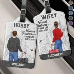Exploring The World, Hand In Hand - Travel Personalized Custom Combo 2 Luggage Tags - Holiday Vacation Gift For Adventure Travel Lovers, Husband Wife, Anniversary