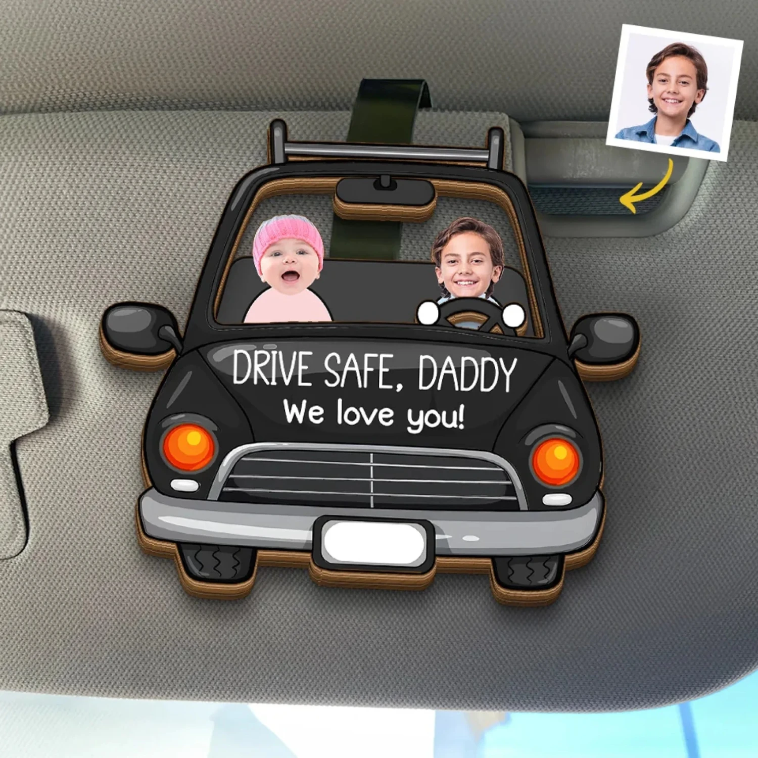 Custom Photo Safe Travels, We Love You Lots - Family Personalized Custom Car Visor Clip - Gift For Family Members 1 Custom Photo Safe Travels, We Love You Lots - Family Personalized Custom Car Visor Clip - Gift For Family Members