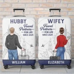 Travel Far, Love Deep - Travel Personalized Custom Luggage Cover - Summer Vacation Gift For Adventure Travel Lovers, Husband Wife, Anniversary