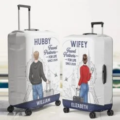 Travel Far, Love Deep - Travel Personalized Custom Luggage Cover - Summer Vacation Gift For Adventure Travel Lovers, Husband Wife, Anniversary -Pawfect House Sale 67aabfea00ef2