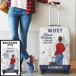 Travel Far, Love Deep - Travel Personalized Custom Luggage Cover - Summer Vacation Gift For Adventure Travel Lovers, Husband Wife, Anniversary -Pawfect House Sale 67aabfea1003b
