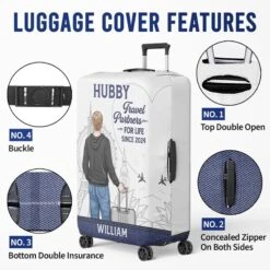 Travel Far, Love Deep - Travel Personalized Custom Luggage Cover - Summer Vacation Gift For Adventure Travel Lovers, Husband Wife, Anniversary -Pawfect House Sale 67aabfea53a5d