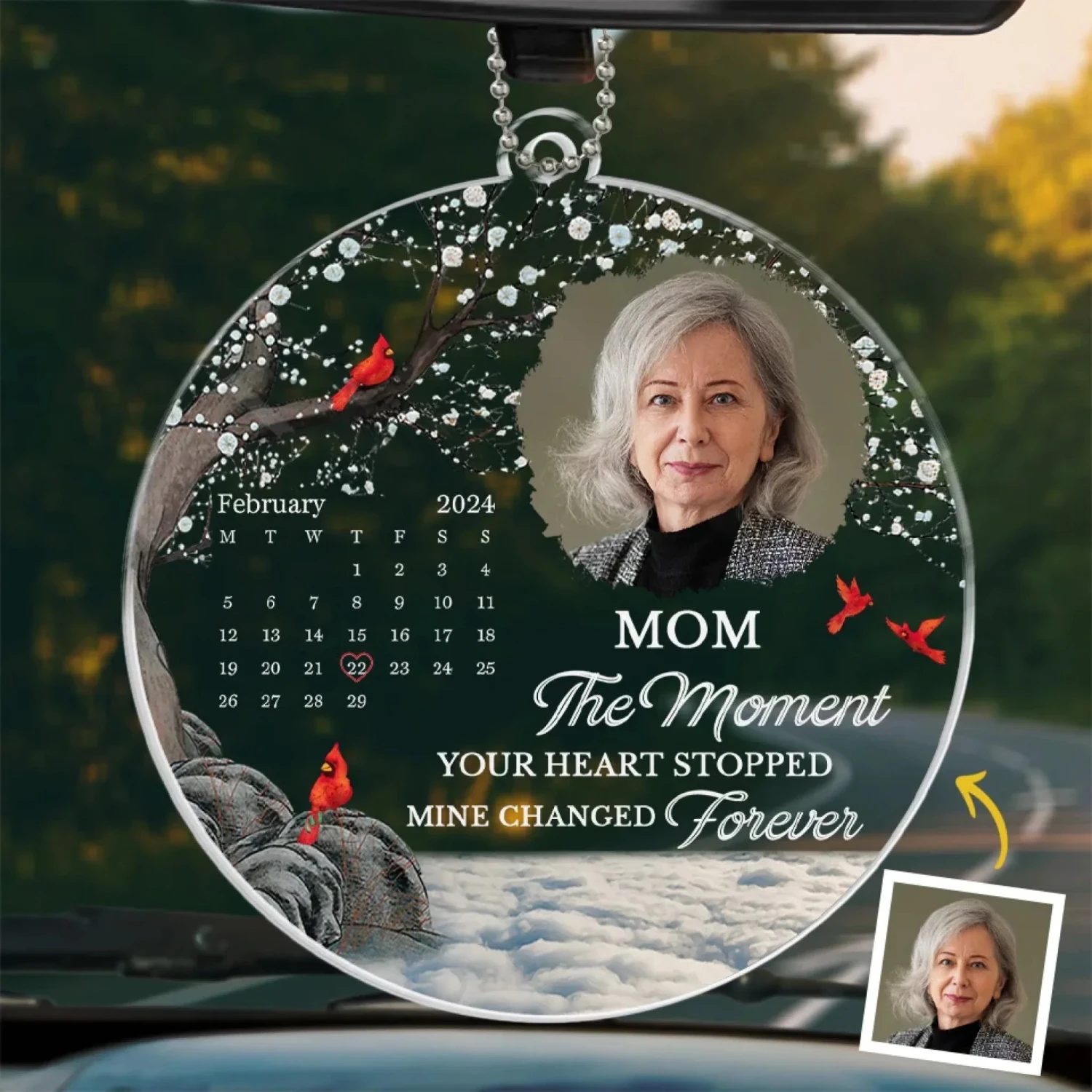 Custom Photo The Moment Your Heart Stopped, Mine Changed Forever - Memorial Personalized Custom Car Ornament - Acrylic Custom Shaped - Sympathy Gift For Family Members 1 Custom Photo The Moment Your Heart Stopped, Mine Changed Forever - Memorial Personalized Custom Car Ornament - Acrylic Custom Shaped - Sympathy Gift For Family Members