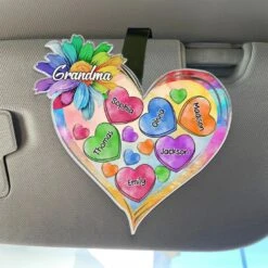 A Grandma Is Warm Hugs And Sweet Memories - Family Personalized Custom Car Visor Clip - Gift For Mom, Grandma