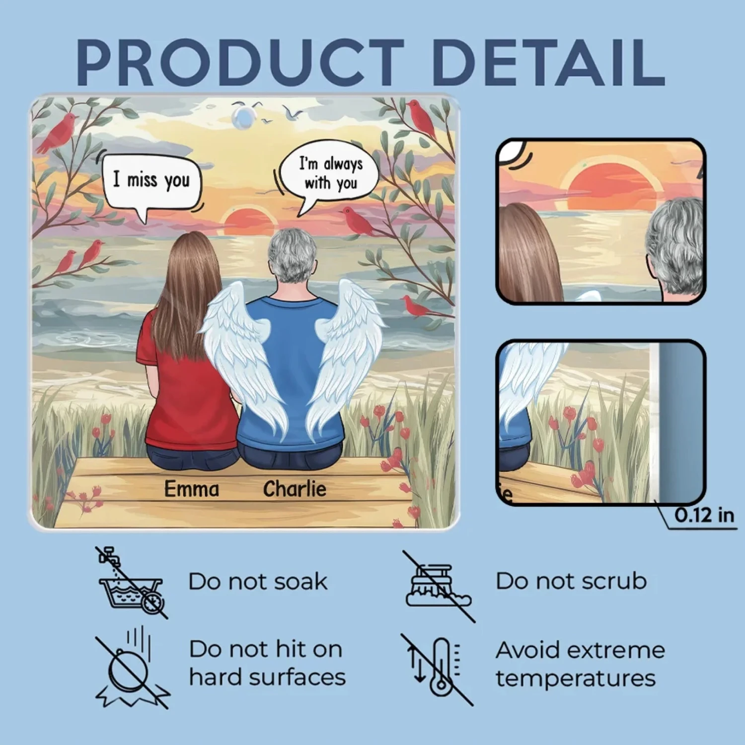 Always In Our Hearts - Memorial Personalized Custom Car Ornament - Acrylic Custom Shaped - Sympathy Gift For Family Members 5 Always In Our Hearts - Memorial Personalized Custom Car Ornament - Acrylic Custom Shaped - Sympathy Gift For Family Members - Image 5