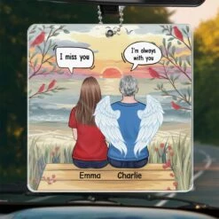 Always In Our Hearts - Memorial Personalized Custom Car Ornament - Acrylic Custom Shaped - Sympathy Gift For Family Members