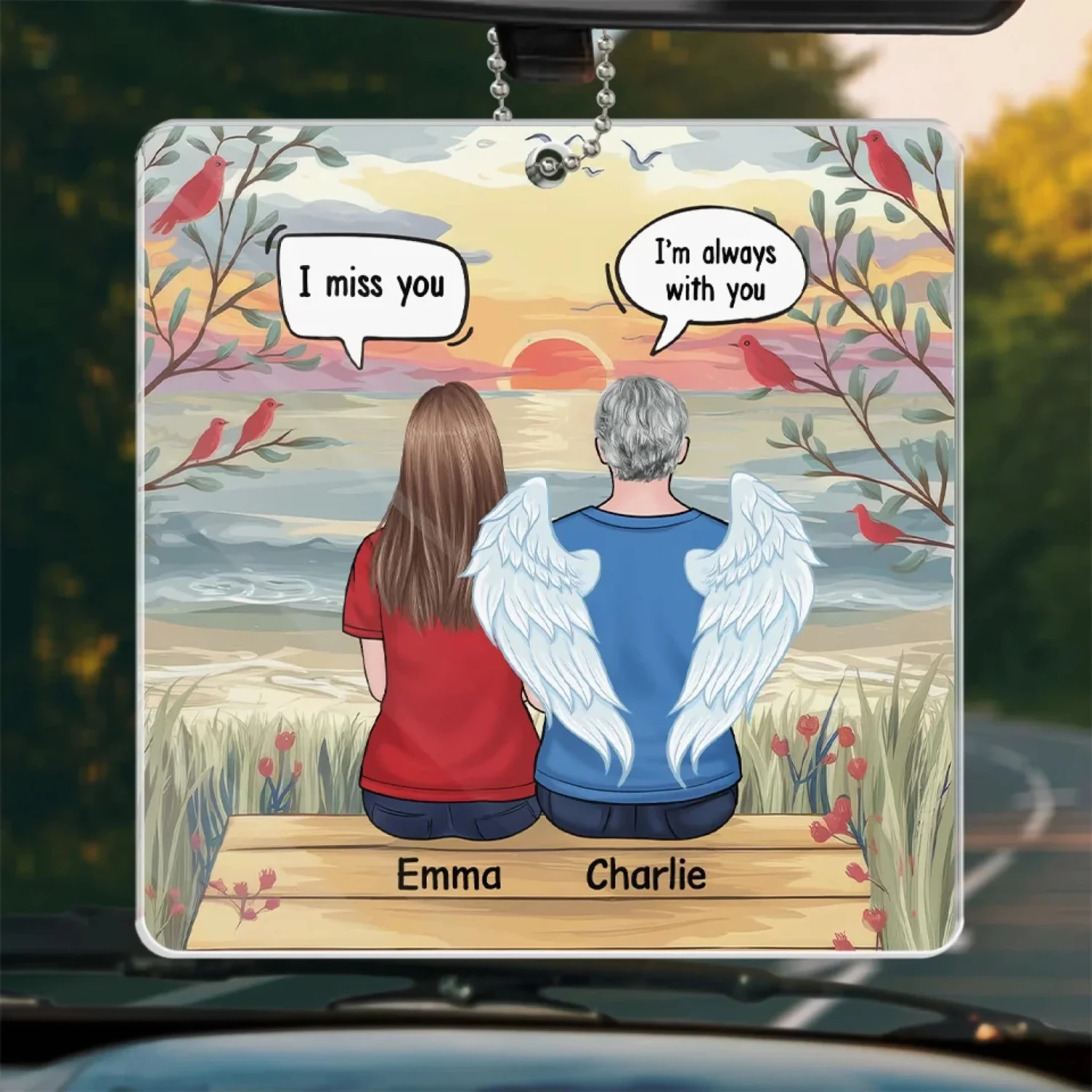 Always In Our Hearts - Memorial Personalized Custom Car Ornament - Acrylic Custom Shaped - Sympathy Gift For Family Members 1 Always In Our Hearts - Memorial Personalized Custom Car Ornament - Acrylic Custom Shaped - Sympathy Gift For Family Members