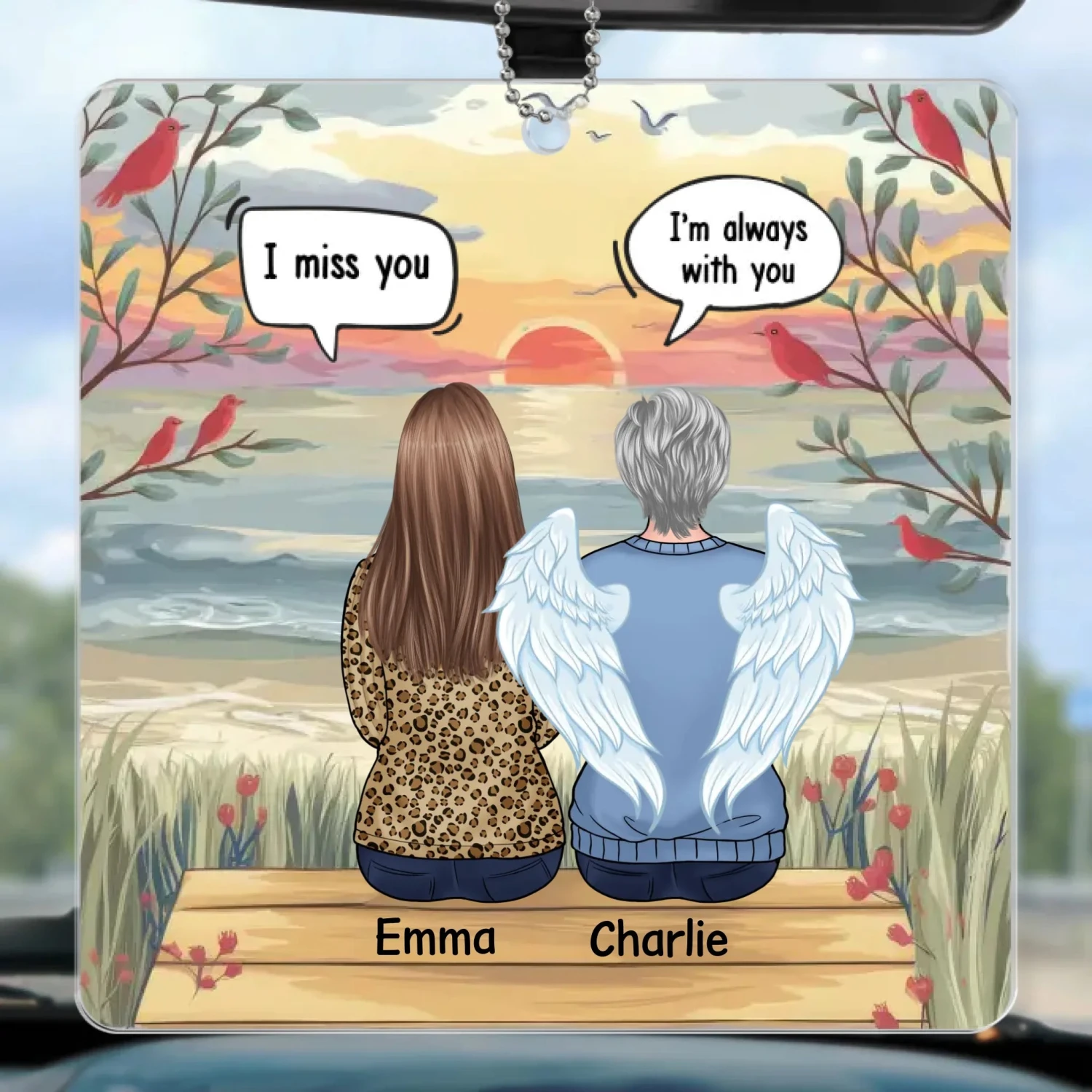 Always In Our Hearts - Memorial Personalized Custom Car Ornament - Acrylic Custom Shaped - Sympathy Gift For Family Members 2 Always In Our Hearts - Memorial Personalized Custom Car Ornament - Acrylic Custom Shaped - Sympathy Gift For Family Members - Image 2