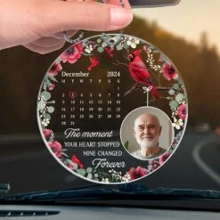 Custom Photo In My Heart, You Live On - Memorial Personalized Custom Car Ornament - Acrylic Custom Shaped - Sympathy Gift For Family Members -Pawfect House Sale 67ae8810a75da