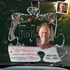 Custom Photo Though You Are Gone, Your Love Remains - Memorial Personalized Custom Car Ornament - Acrylic Custom Shaped - Sympathy Gift For Family Members