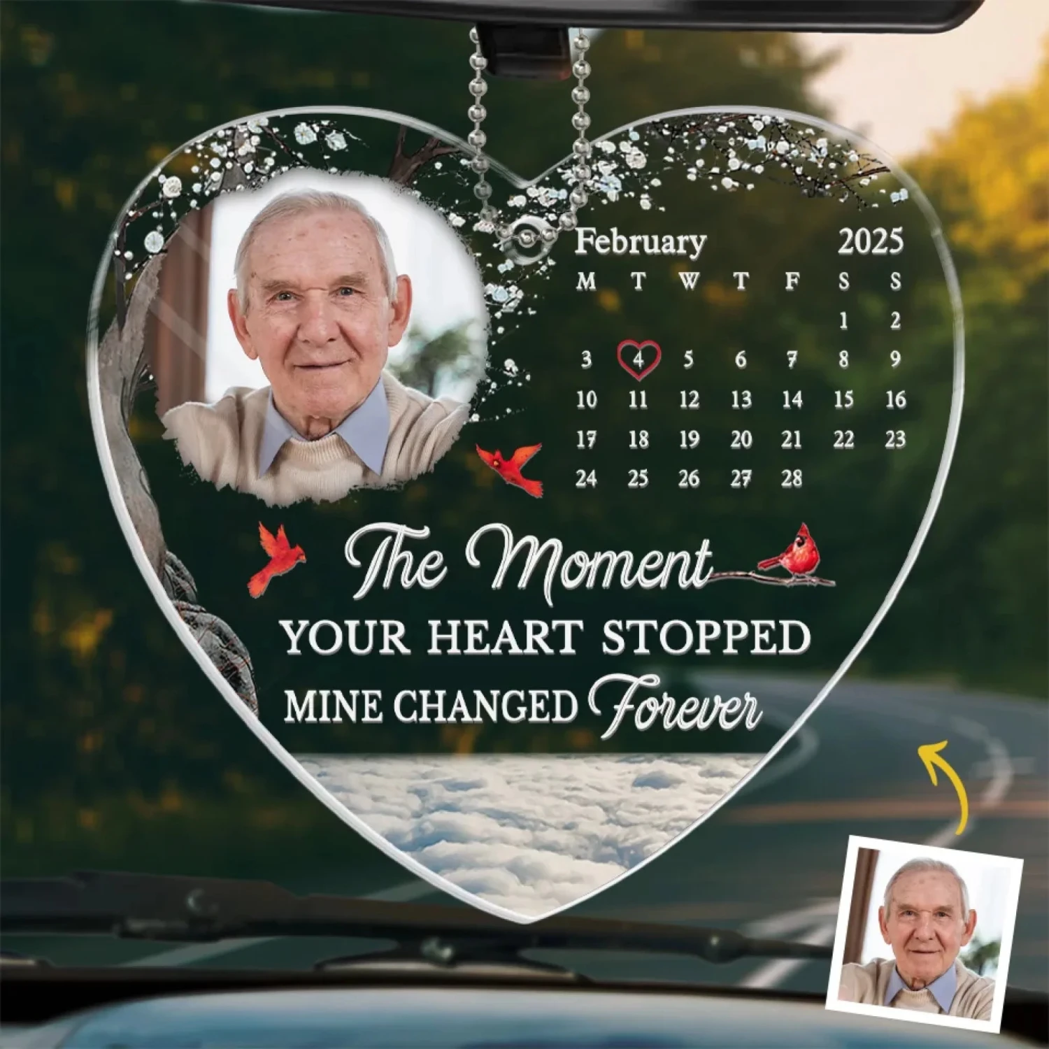 Custom Photo A Piece Of My Heart Left The Day God Called You Home - Memorial Personalized Custom Car Ornament - Acrylic Custom Shaped - Sympathy Gift For Family Members 1 Custom Photo A Piece Of My Heart Left The Day God Called You Home - Memorial Personalized Custom Car Ornament - Acrylic Custom Shaped - Sympathy Gift For Family Members