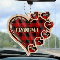 A Grandmother’s Heart Is A Home Where Love Never Fades - Family Personalized Custom Car Ornament - Acrylic Custom Shaped - Gift For Mom, Grandma