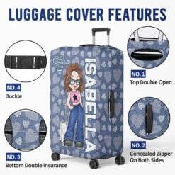 Perfect For The Traveler Who Follows Their Heart - Travel Personalized Custom Luggage Cover - Summer Vacation Gift, Gift For Adventure Travel Lovers -Pawfect House Sale 67b47cc6660b3
