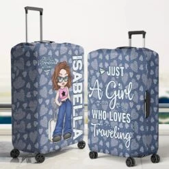 Perfect For The Traveler Who Follows Their Heart - Travel Personalized Custom Luggage Cover - Summer Vacation Gift, Gift For Adventure Travel Lovers -Pawfect House Sale 67b47cc6bf0c1