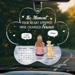 Paws In My Heart, Forever And Always - Memorial Personalized Custom Car Ornament - Acrylic Custom Shaped - Sympathy Gift For Pet Owners, Pet Lovers