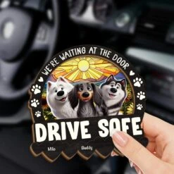 I'm Waiting At The Door, Drive Safe - Dog Personalized Custom Car Visor Clip - Gift For Pet Owners, Pet Lovers -Pawfect House Sale 67b6b84352763