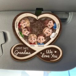 Grandma’s Road Is Paved With Love - Family Personalized Custom Car Visor Clip - Mother's Day, Gift For Mom, Grandma
