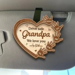 Drive With Love And Care - Family Personalized Custom Car Visor Clip - Gift For Family Members