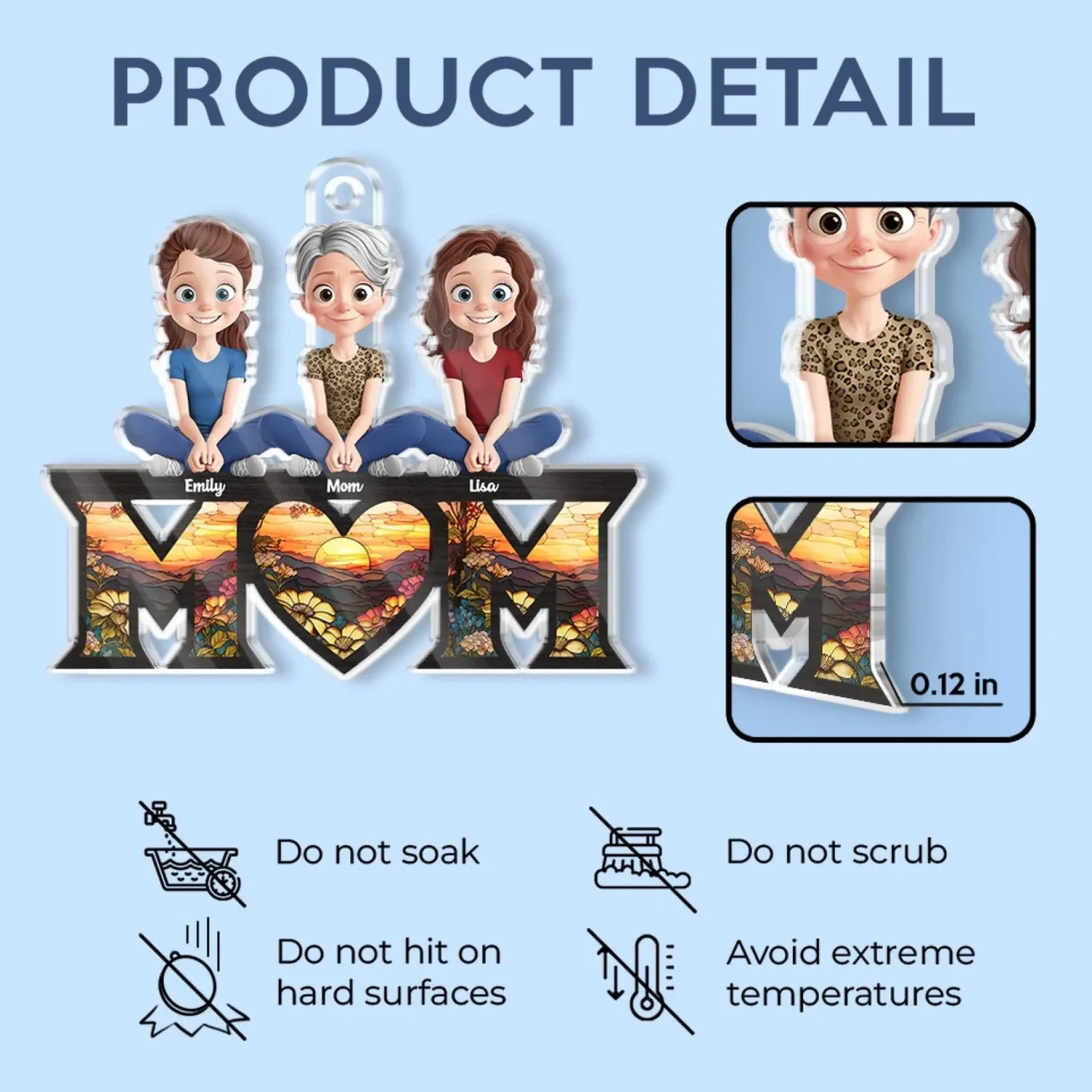 Love You To The Moon And Back - Family Personalized Custom Car Ornament - Acrylic Custom Shaped - Mother's Day, Gift For Mom, Grandma 5 Love You To The Moon And Back - Family Personalized Custom Car Ornament - Acrylic Custom Shaped - Mother's Day, Gift For Mom, Grandma - Image 5