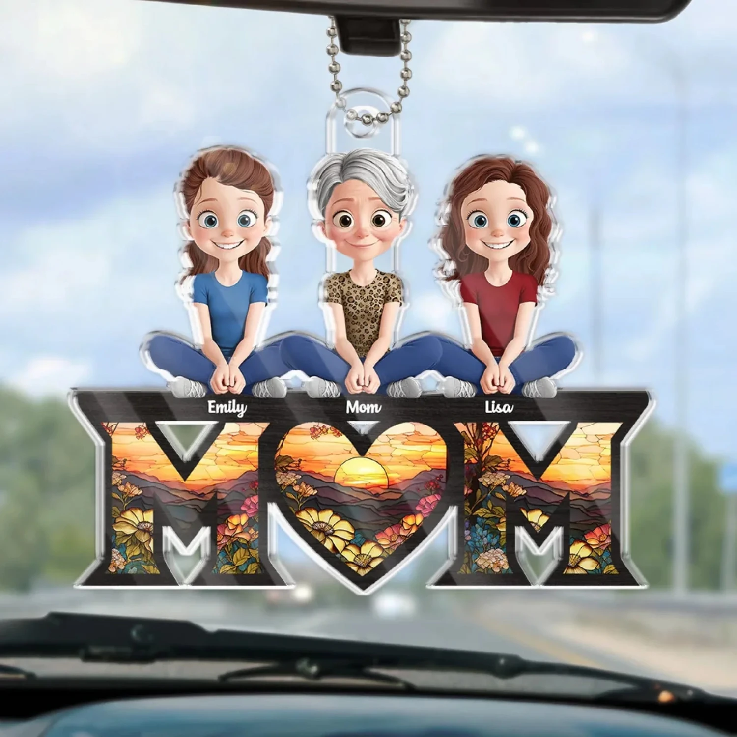 Love You To The Moon And Back - Family Personalized Custom Car Ornament - Acrylic Custom Shaped - Mother's Day, Gift For Mom, Grandma 1 Love You To The Moon And Back - Family Personalized Custom Car Ornament - Acrylic Custom Shaped - Mother's Day, Gift For Mom, Grandma
