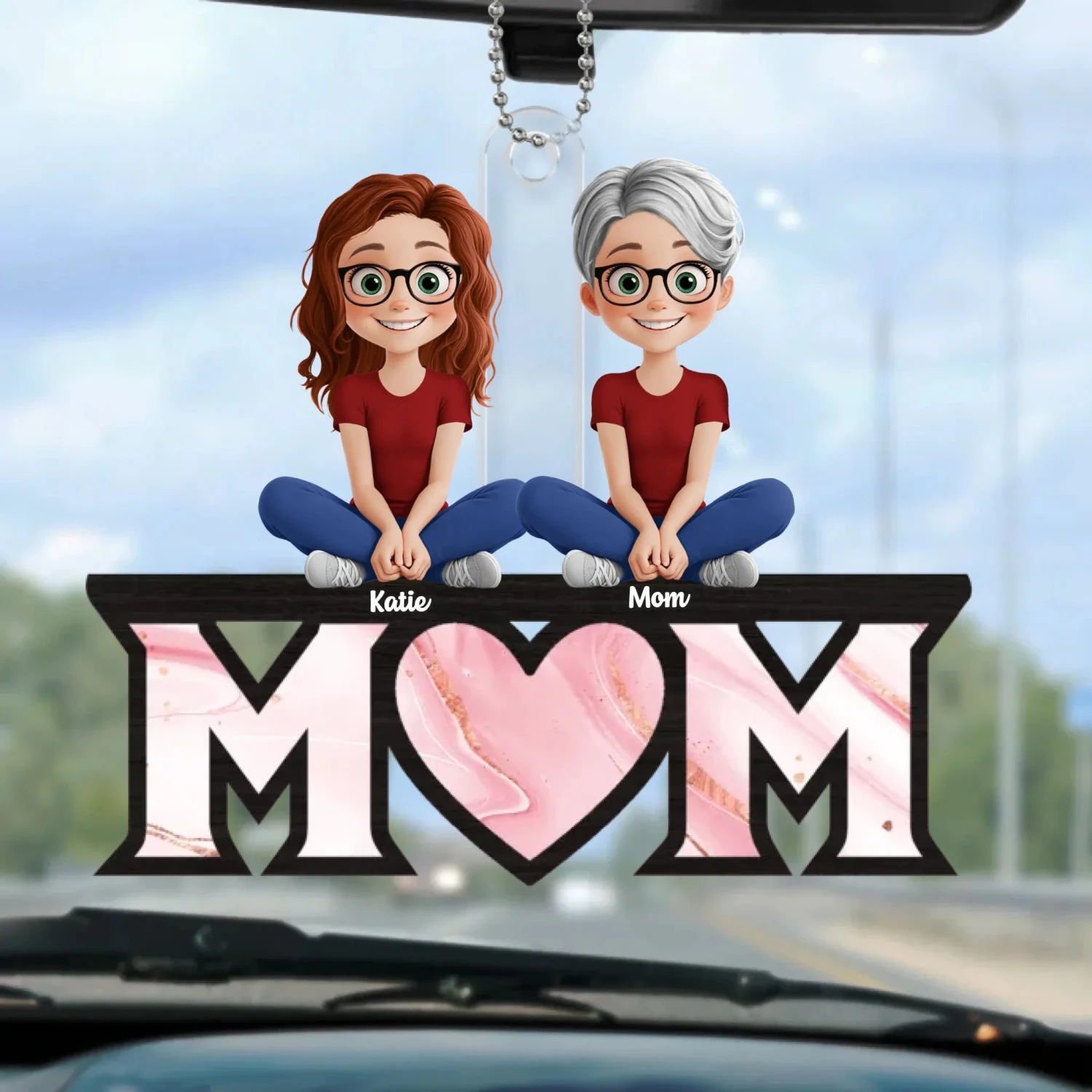 Love You To The Moon And Back - Family Personalized Custom Car Ornament - Acrylic Custom Shaped - Mother's Day, Gift For Mom, Grandma 2 Love You To The Moon And Back - Family Personalized Custom Car Ornament - Acrylic Custom Shaped - Mother's Day, Gift For Mom, Grandma - Image 2