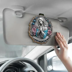 You're Forever Protected By Mary - Memorial Personalized Custom Car Visor Clip - Sympathy Gift For Family Members -Pawfect House Sale 67caba5a280d4