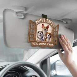 Drive Safe, We're Waiting At Home - Dog Personalized Custom Car Visor Clip - Gift For Pet Owners, Pet Lovers -Pawfect House Sale 67d37650a77d9