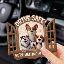 Drive Safe, We're Waiting At Home - Dog Personalized Custom Car Visor Clip - Gift For Pet Owners, Pet Lovers -Pawfect House Sale 67d37651217b9