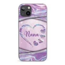 Nana’s Heart, Filled With Love - Family Personalized Custom Clear Phone Case - Mother's Day Gift For Mom, Grandma