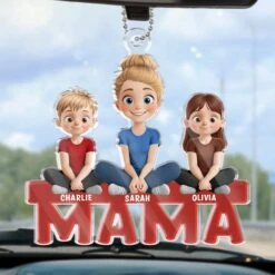 Our Hearts Belong To You, Mama - Family Personalized Custom Car Ornament - Acrylic Custom Shaped - Mother's Day, Gift For Mom, Grandma