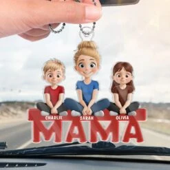 Our Hearts Belong To You, Mama - Family Personalized Custom Car Ornament - Acrylic Custom Shaped - Mother's Day, Gift For Mom, Grandma -Pawfect House Sale 67d8be6bb13f3