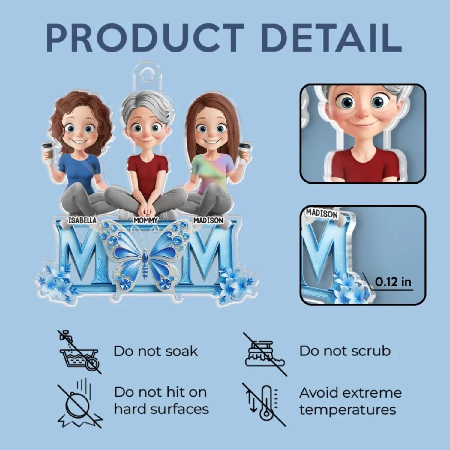 Like A Butterfly, Mom’s Love Lifts Us Up - Family Personalized Custom Car Ornament - Acrylic Custom Shaped - Mother's Day, Gift For Mom, Grandma 5 Like A Butterfly, Mom’s Love Lifts Us Up - Family Personalized Custom Car Ornament - Acrylic Custom Shaped - Mother's Day, Gift For Mom, Grandma - Image 5