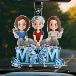 Like A Butterfly, Mom’s Love Lifts Us Up - Family Personalized Custom Car Ornament - Acrylic Custom Shaped - Mother's Day, Gift For Mom, Grandma