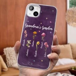 Her Garden Grows With Love - Family Personalized Custom Clear Phone Case - Mother's Day, Gift For Mom, Grandma -Pawfect House Sale 67e129cc0b8e5