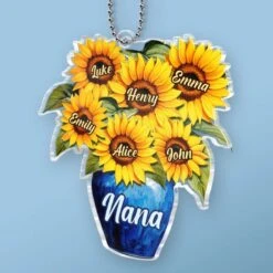 Sunflowers And Love For Mom - Family Personalized Custom Car Ornament - Acrylic Custom Shaped - Mother's Day, Gift For Mom, Grandma -Pawfect House Sale 67e24f392d13e