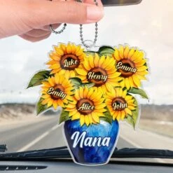 Sunflowers And Love For Mom - Family Personalized Custom Car Ornament - Acrylic Custom Shaped - Mother's Day, Gift For Mom, Grandma -Pawfect House Sale 67e24f3955985