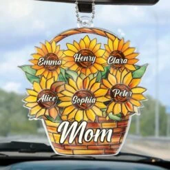 Blooming Love, Forever Mom - Family Personalized Custom Car Ornament - Acrylic Custom Shaped - Mother's Day, Gift For Mom, Grandma