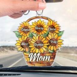 Blooming Love, Forever Mom - Family Personalized Custom Car Ornament - Acrylic Custom Shaped - Mother's Day, Gift For Mom, Grandma -Pawfect House Sale 67e25234b2afe