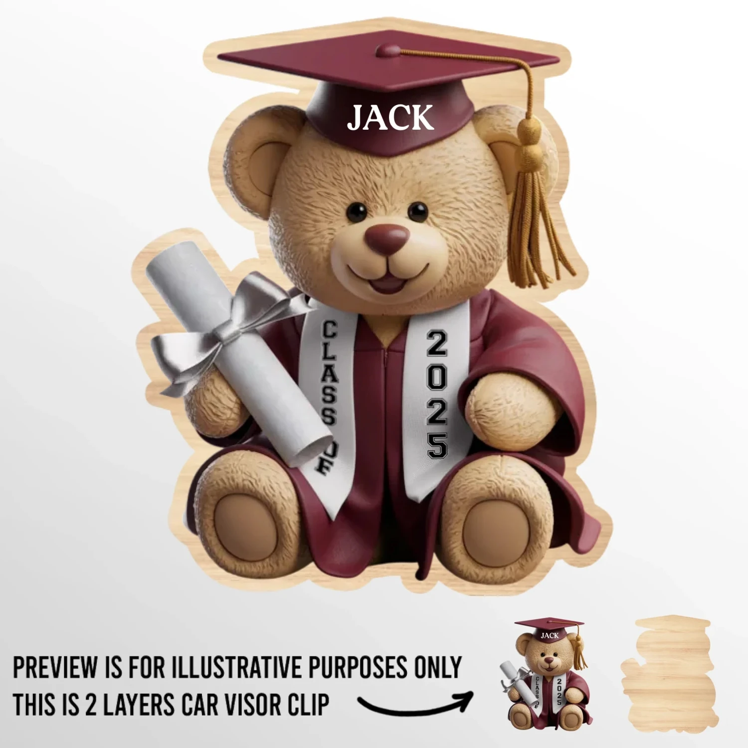 From Nap Time To Cap Time - Family Personalized Custom Car Visor Clip - Graduation Gift For Family Members, Siblings, Brothers, Sisters 2 From Nap Time To Cap Time - Family Personalized Custom Car Visor Clip - Graduation Gift For Family Members, Siblings, Brothers, Sisters - Image 2