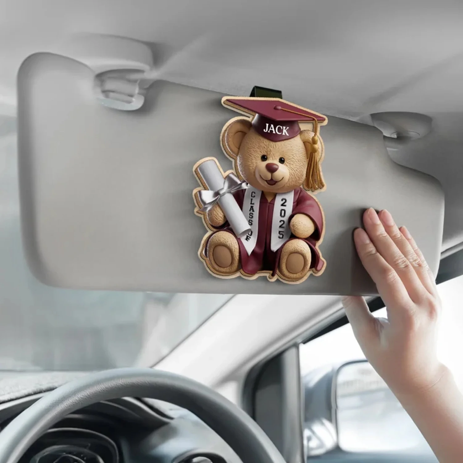 From Nap Time To Cap Time - Family Personalized Custom Car Visor Clip - Graduation Gift For Family Members, Siblings, Brothers, Sisters 4 From Nap Time To Cap Time - Family Personalized Custom Car Visor Clip - Graduation Gift For Family Members, Siblings, Brothers, Sisters - Image 4