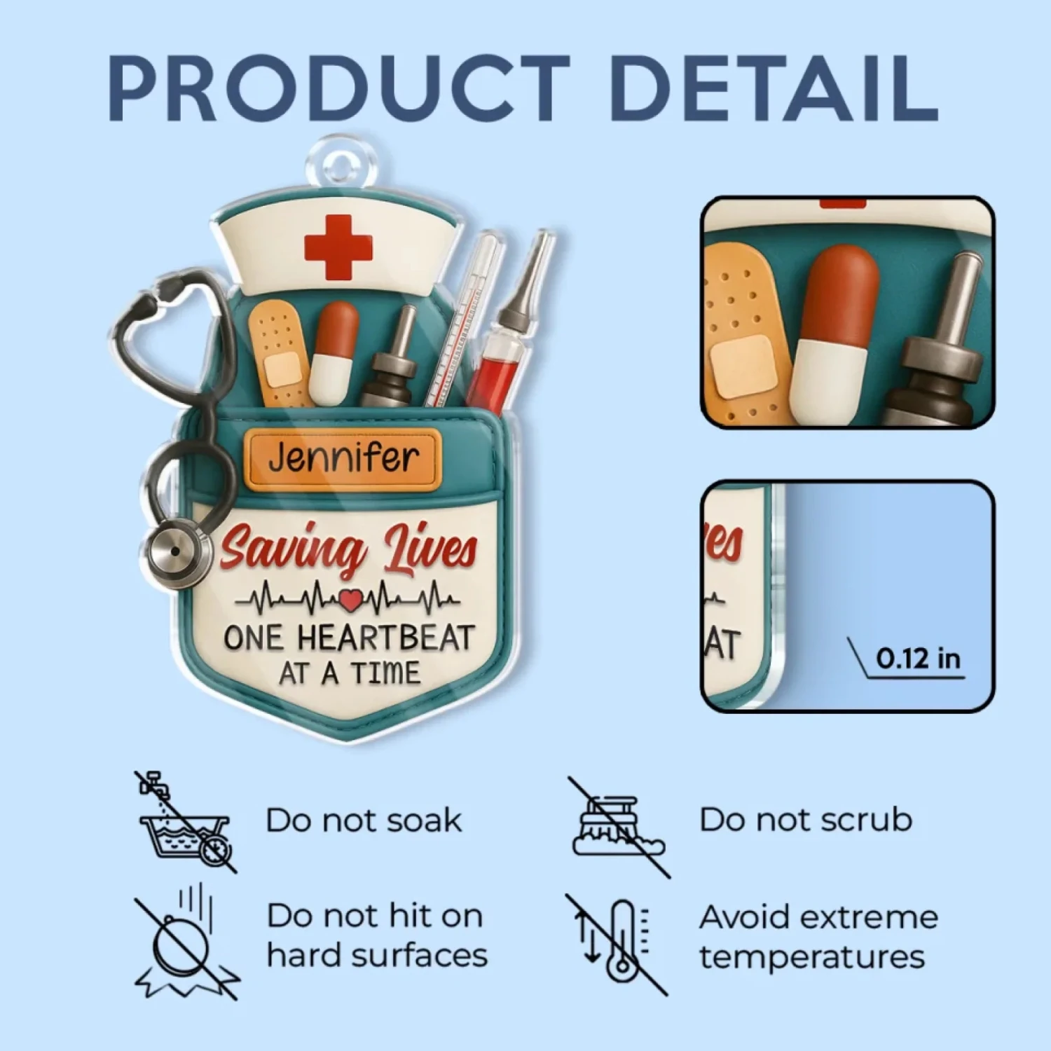 Saving Lives One Heartbeat At A Time - Nurse Personalized Custom Car Ornament - Acrylic Custom Shaped - Appreciation, Thank You Gift, Nurse Life, Doctor Life 5 Saving Lives One Heartbeat At A Time - Nurse Personalized Custom Car Ornament - Acrylic Custom Shaped - Appreciation, Thank You Gift, Nurse Life, Doctor Life - Image 5